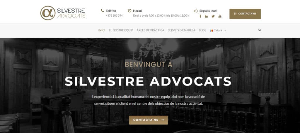 Imatge d'inici del nou web de Silvestre Advocats.